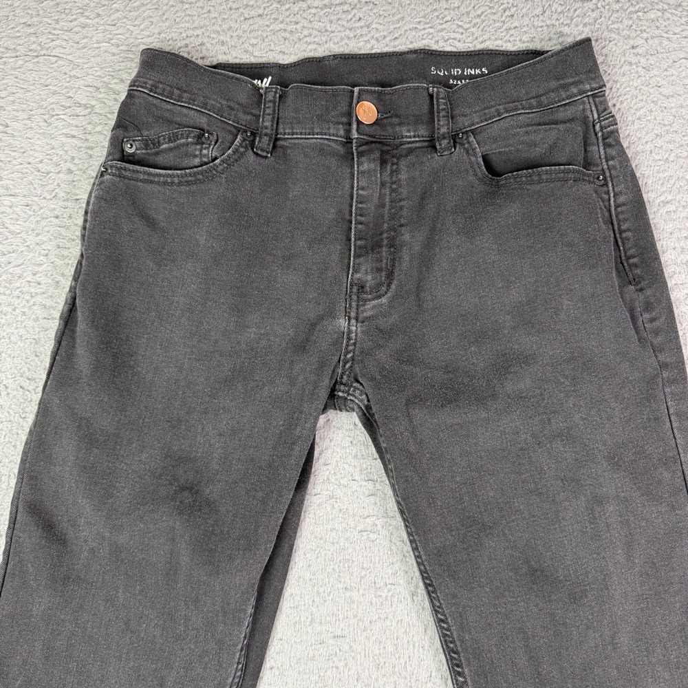 Mugsy Jeans Mens 32x32 Black Faded Squid Inks Classic Stretch Denim Pants